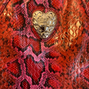 Kathy Van Zeeland VEGAN Tote, Red Faux Snakeskin